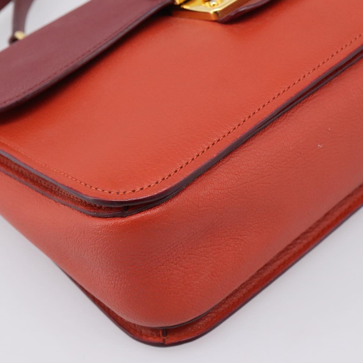 Miu Miu Hand Bag Leather 2way Red Gold Tone Auth bs37156A