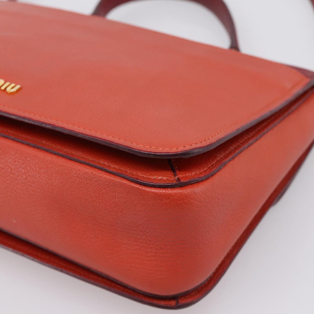 Miu Miu Hand Bag Leather 2way Red Gold Tone Auth bs37156A