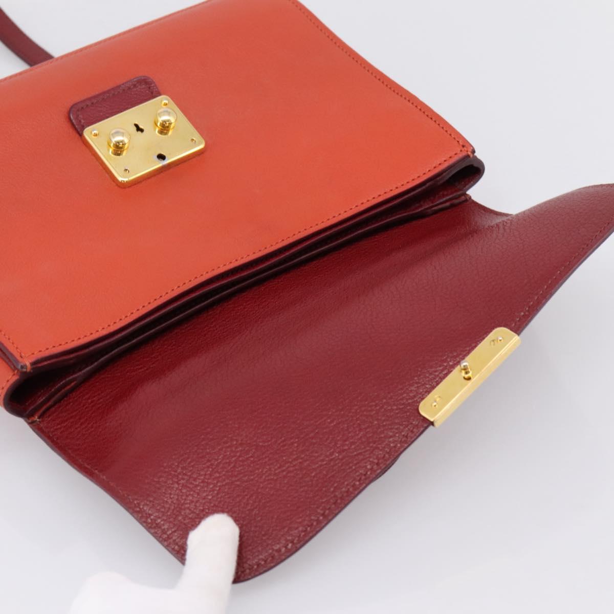 Miu Miu Hand Bag Leather 2way Red Gold Tone Auth bs37156A