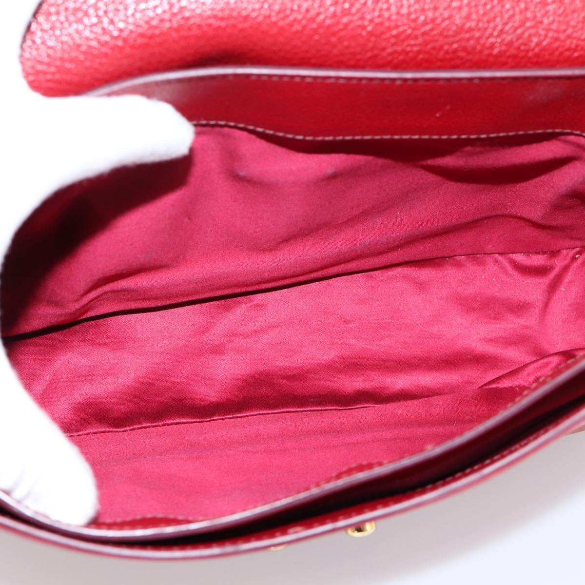 Miu Miu Hand Bag Leather 2way Red Gold Tone Auth bs37156A