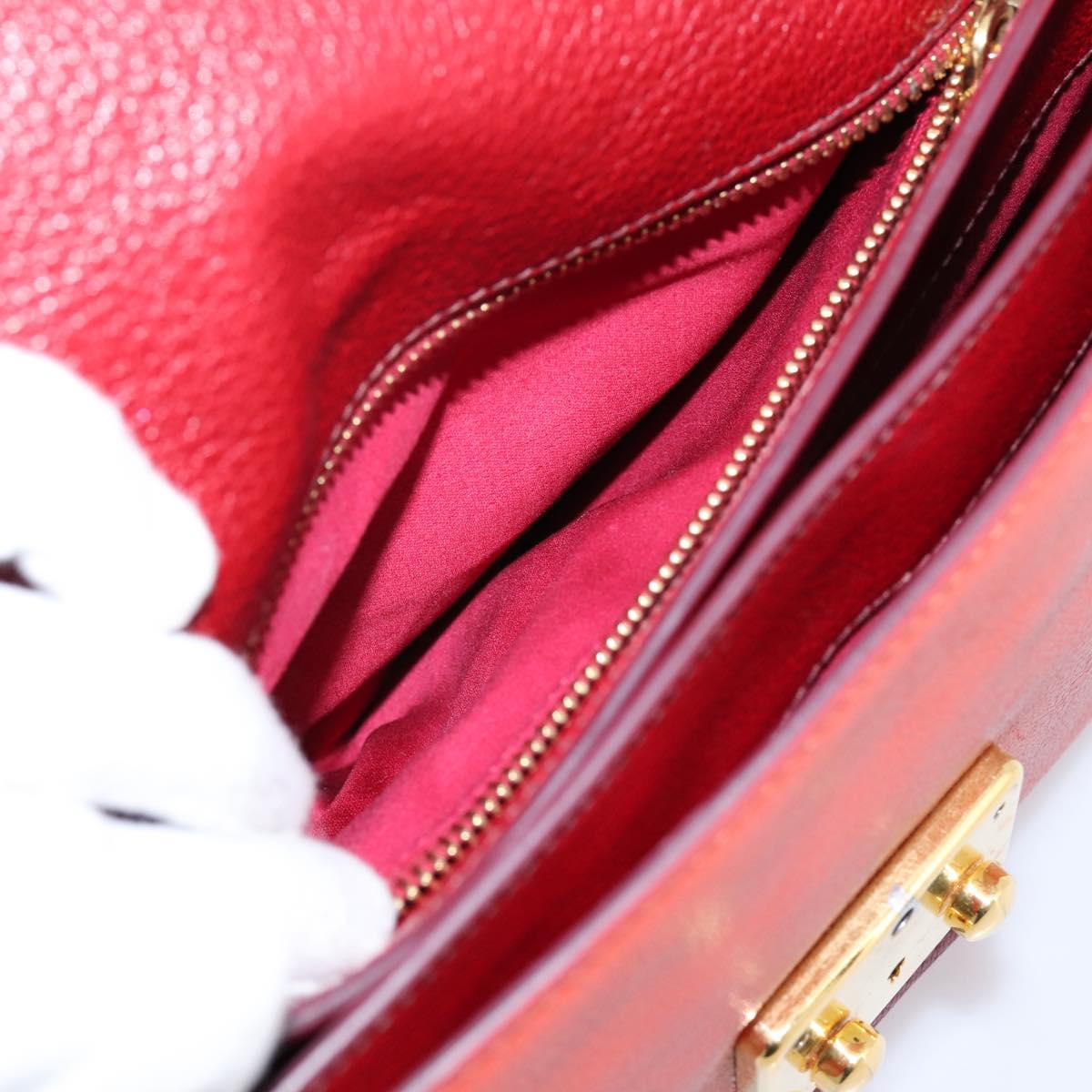 Miu Miu Hand Bag Leather 2way Red Gold Tone Auth bs37156A