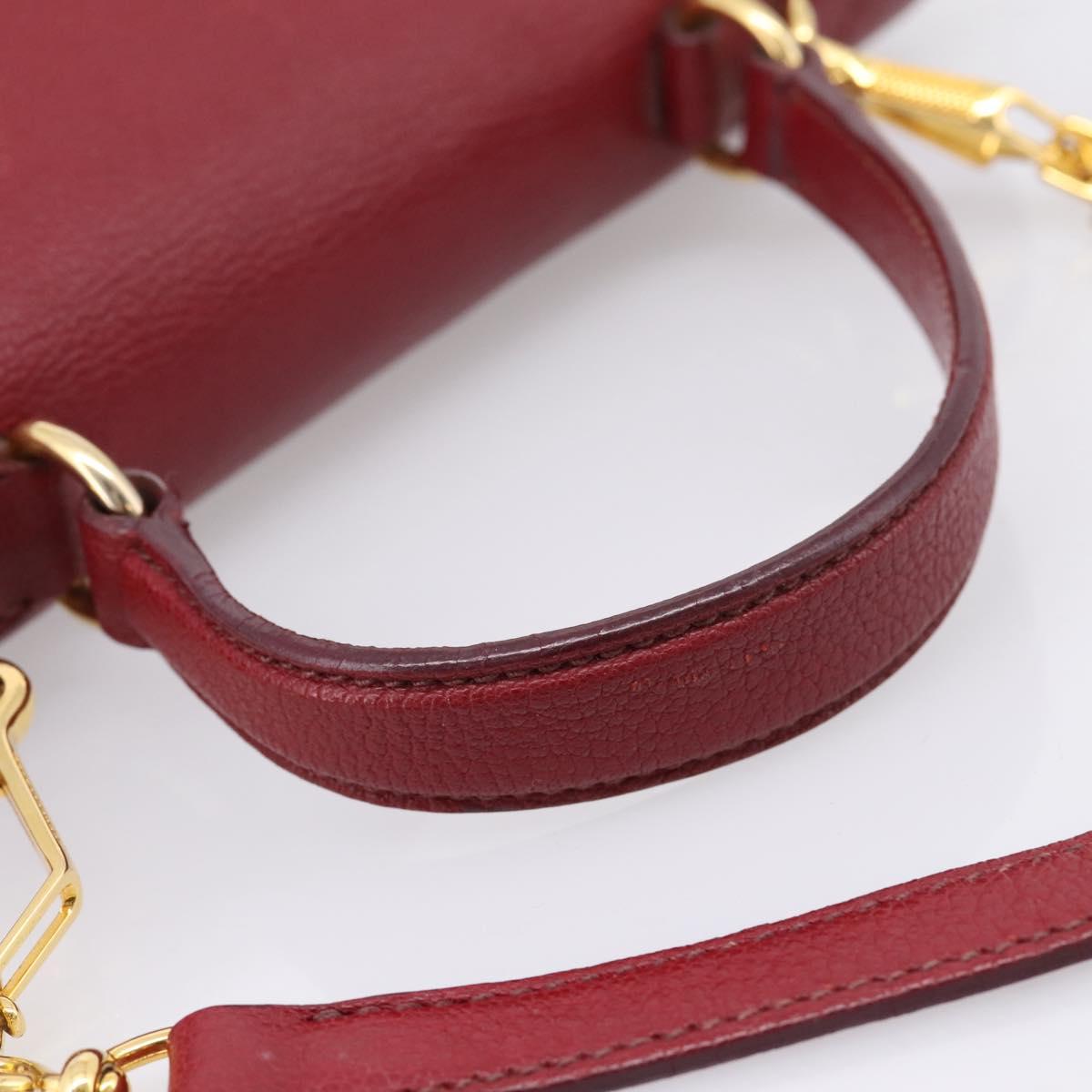 Miu Miu Hand Bag Leather 2way Red Gold Tone Auth bs37156A