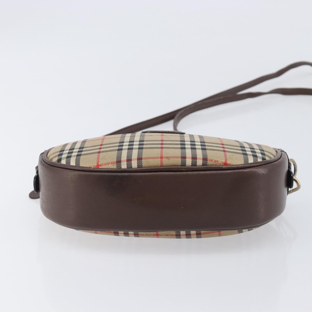 Burberrys Nova Check Shoulder Bag Canvas Beige Gold Tone Auth bs37157