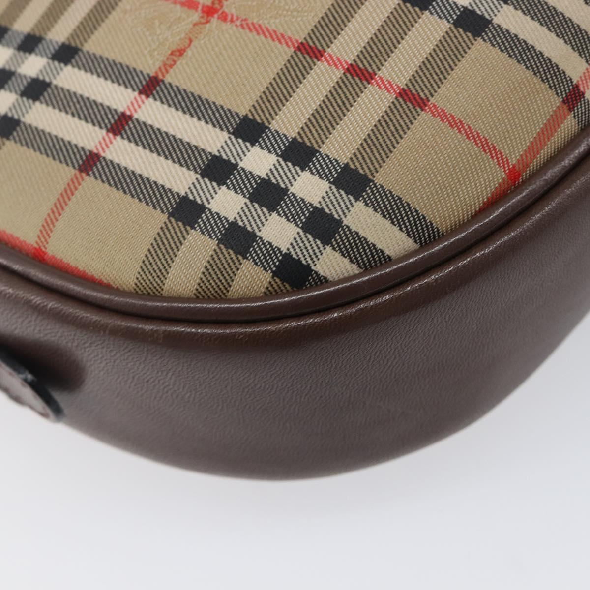 Burberrys Nova Check Shoulder Bag Canvas Beige Gold Tone Auth bs37157