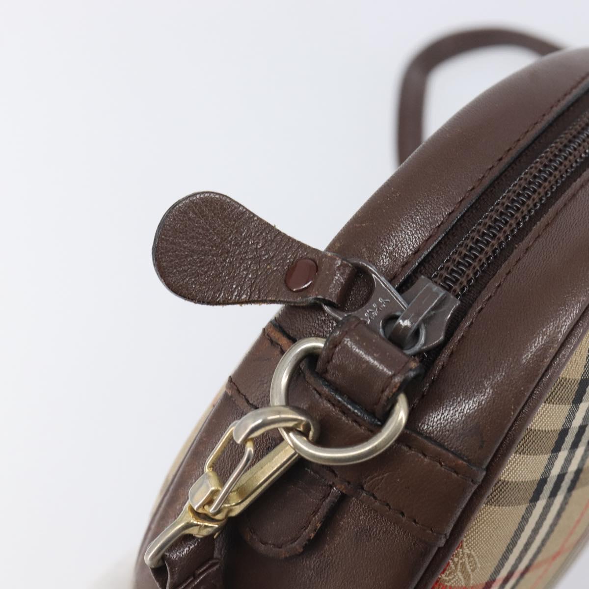Burberrys Nova Check Shoulder Bag Canvas Beige Gold Tone Auth bs37157