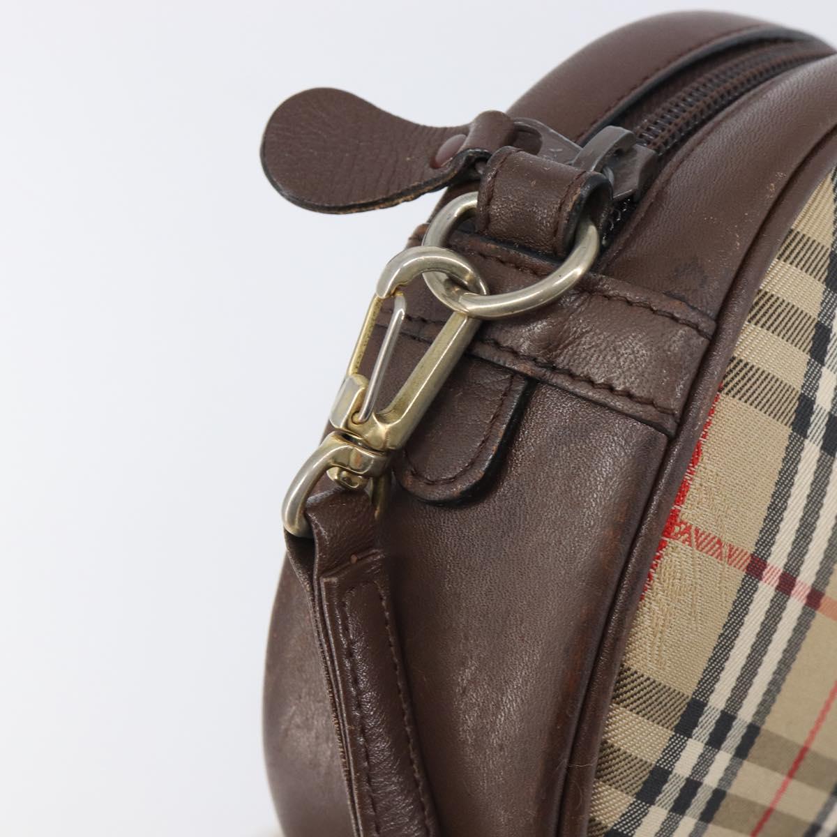Burberrys Nova Check Shoulder Bag Canvas Beige Gold Tone Auth bs37157