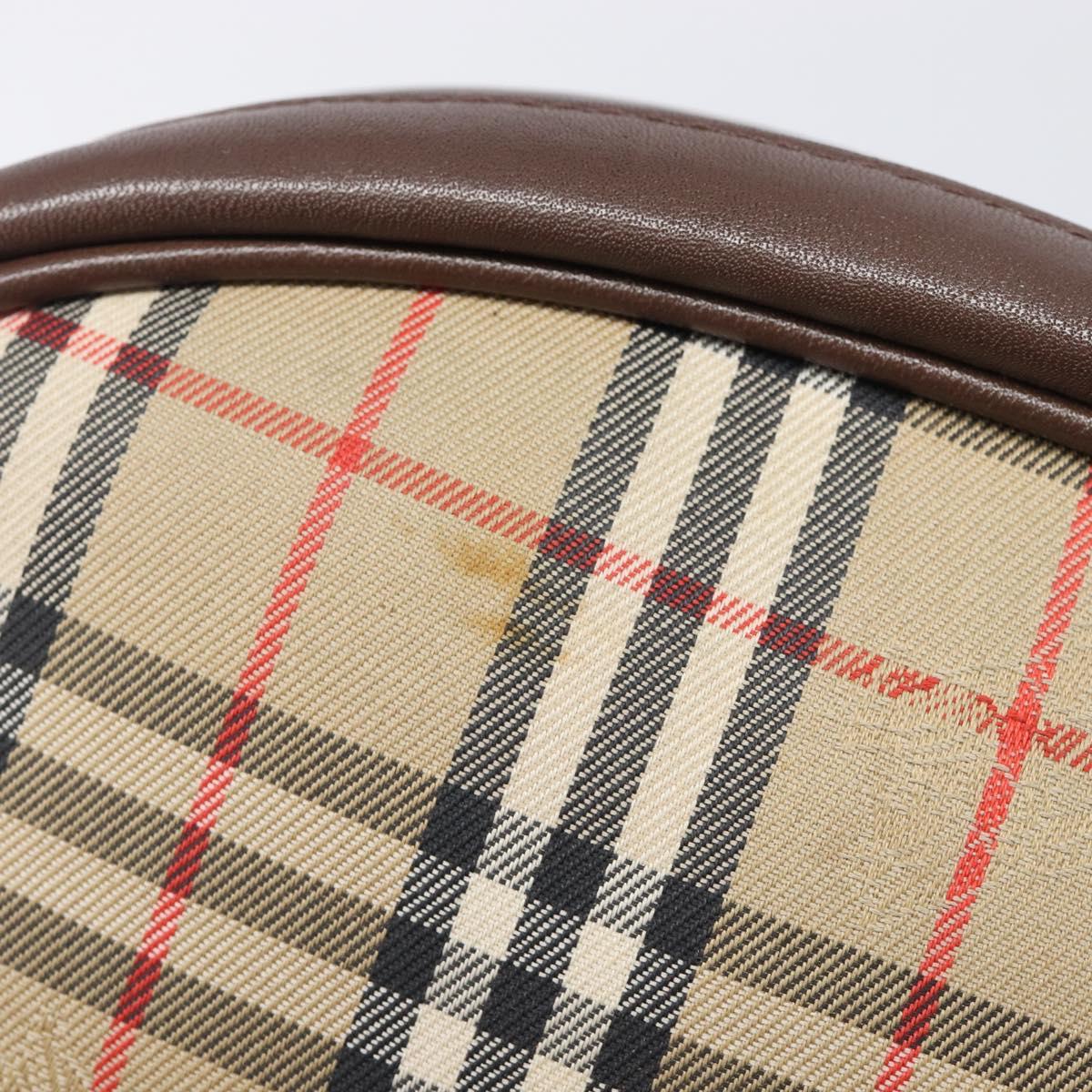 Burberrys Nova Check Shoulder Bag Canvas Beige Gold Tone Auth bs37157
