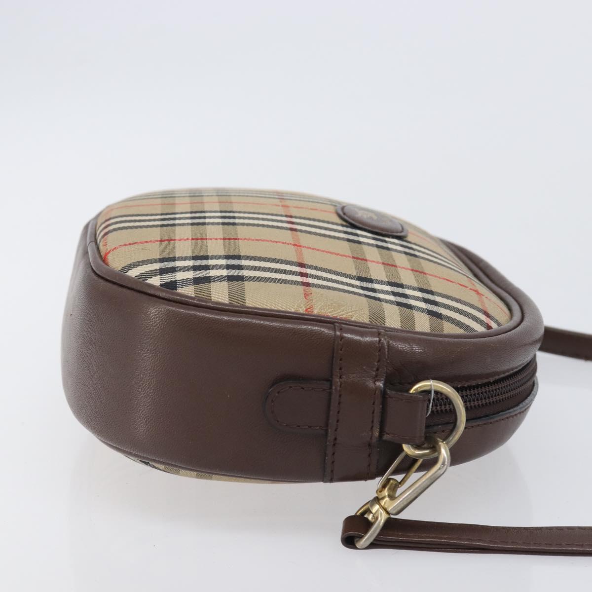 Burberrys Nova Check Shoulder Bag Canvas Beige Gold Tone Auth bs37157