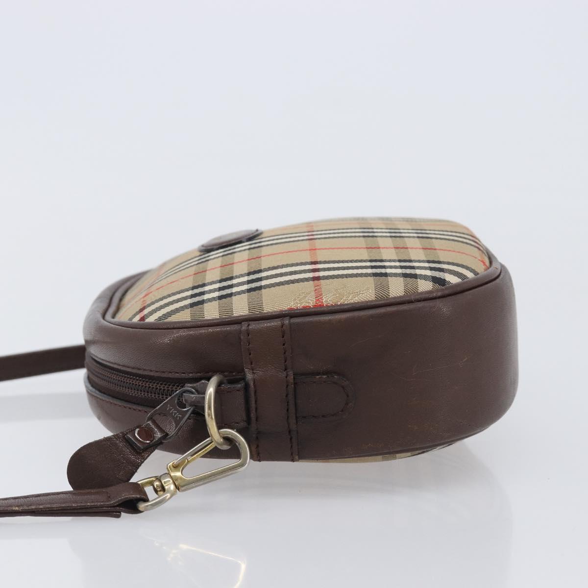 Burberrys Nova Check Shoulder Bag Canvas Beige Gold Tone Auth bs37157