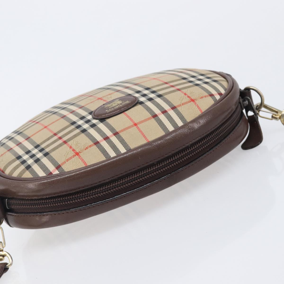 Burberrys Nova Check Shoulder Bag Canvas Beige Gold Tone Auth bs37157