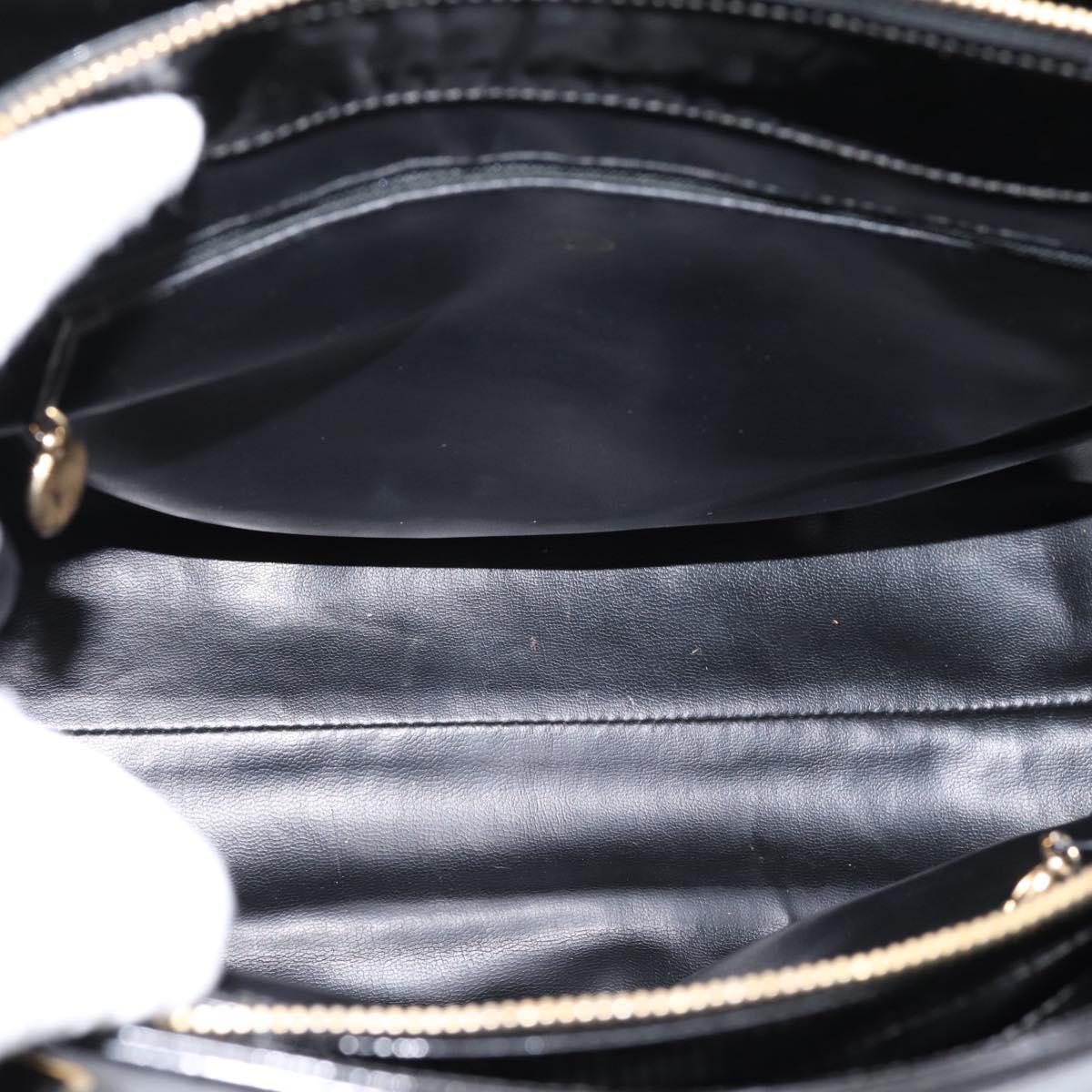 CHANEL COCO Mark Tote Bag Patent Black Gold Tone CC Auth bs37158