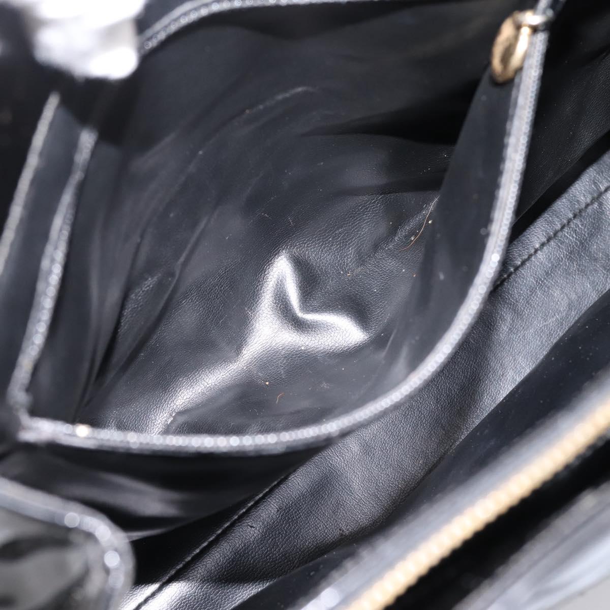 CHANEL COCO Mark Tote Bag Patent Black Gold Tone CC Auth bs37158