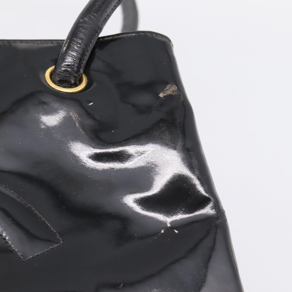 CHANEL COCO Mark Tote Bag Patent Black Gold Tone CC Auth bs37158