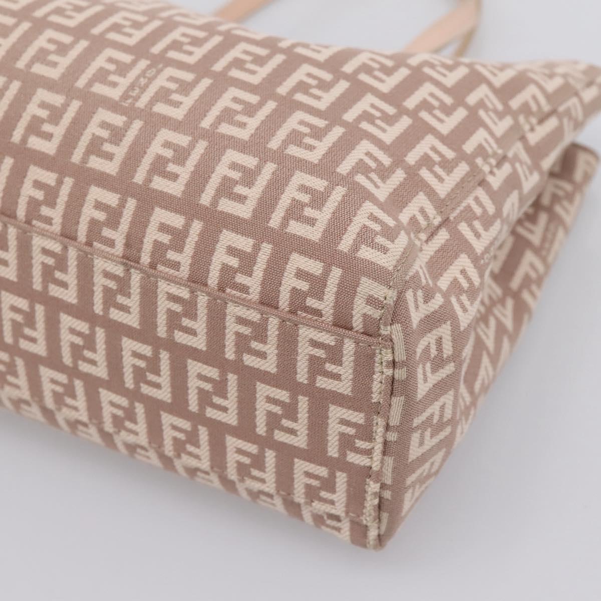 FENDI Zucchino Canvas Hand Bag Beige Gold Tone 8BH132 Auth bs37159A