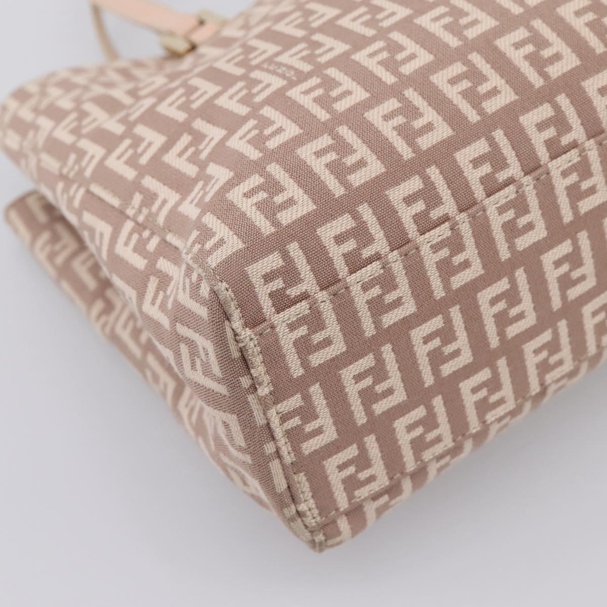 FENDI Zucchino Canvas Hand Bag Beige Gold Tone 8BH132 Auth bs37159A
