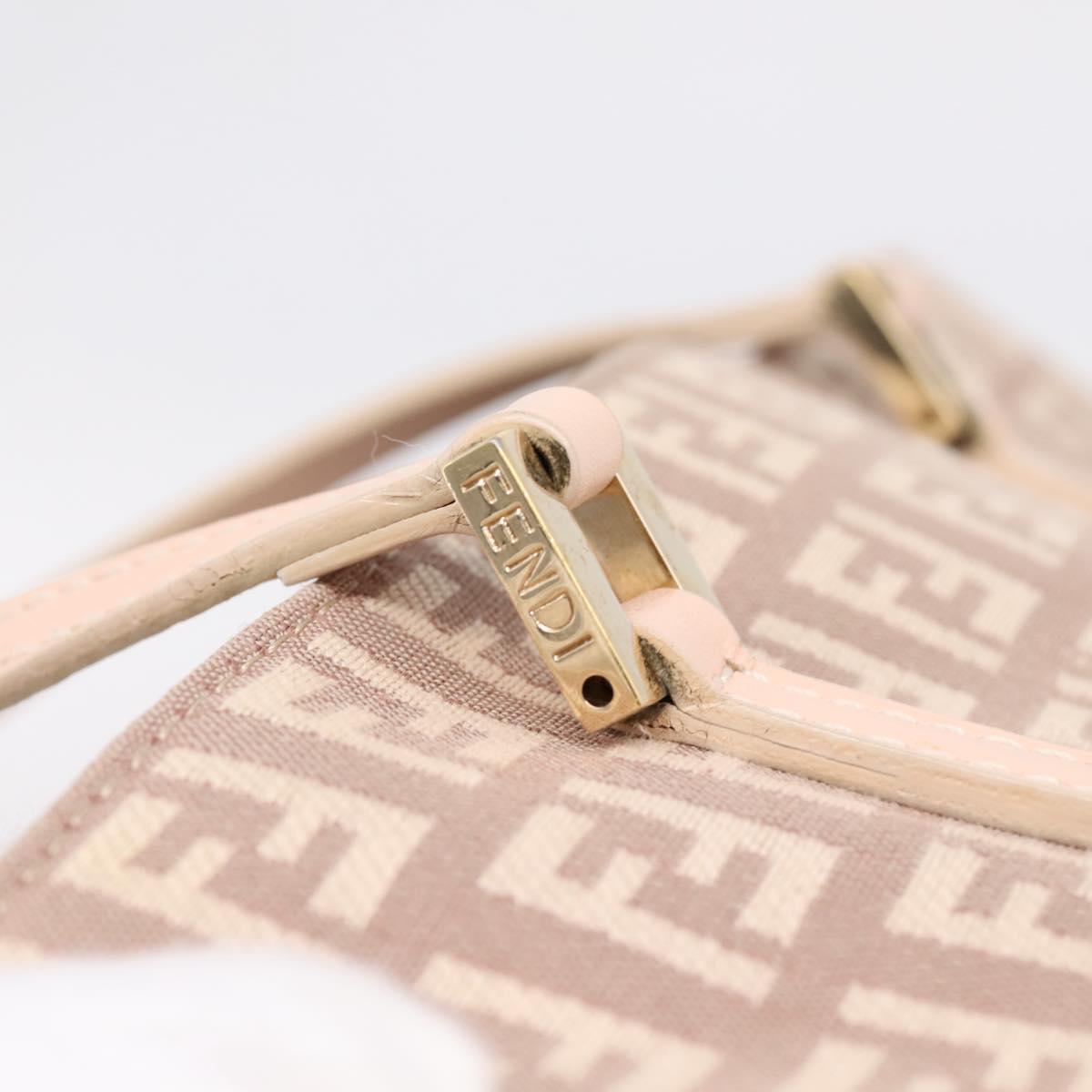 FENDI Zucchino Canvas Hand Bag Beige Gold Tone 8BH132 Auth bs37159A