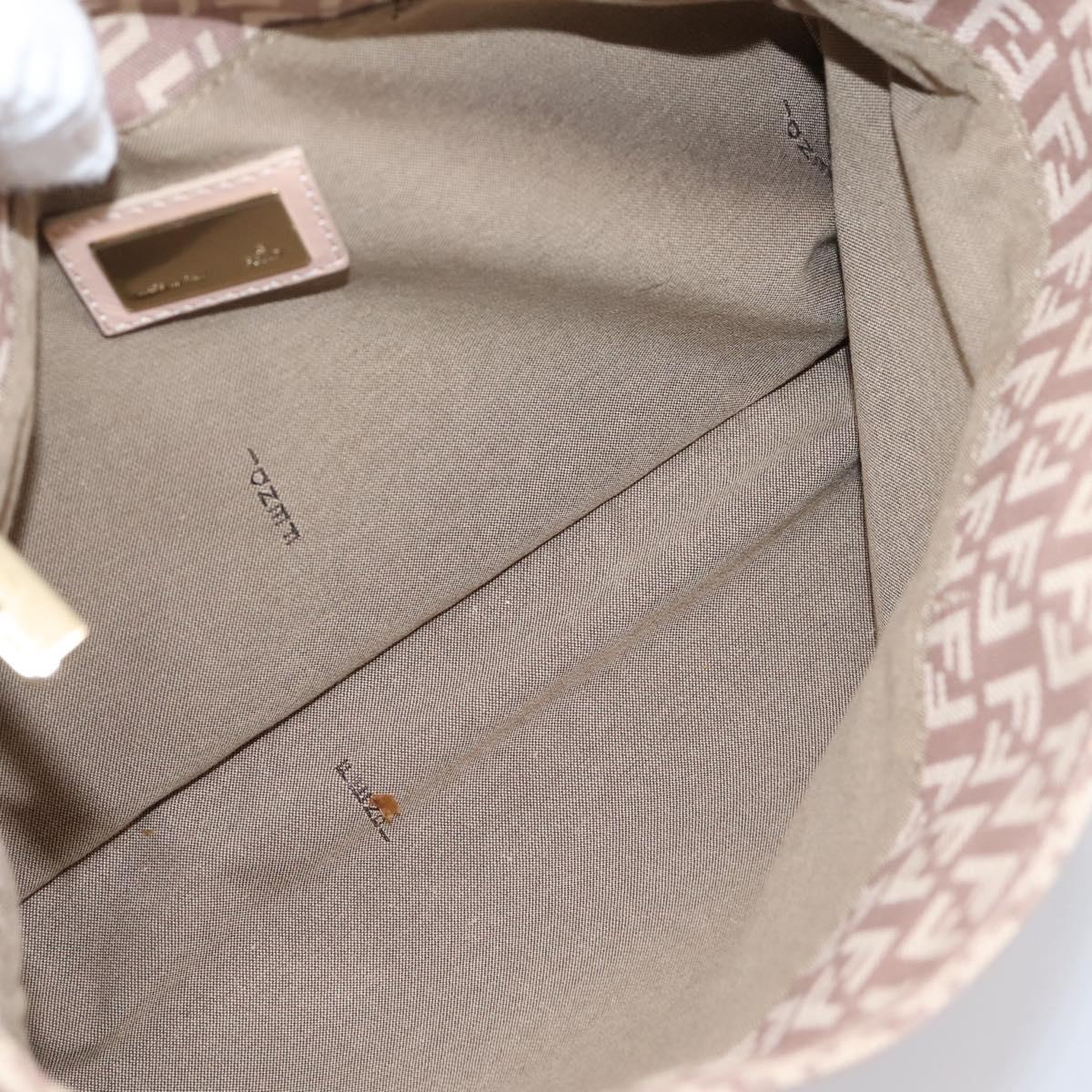 FENDI Zucchino Canvas Hand Bag Beige Gold Tone 8BH132 Auth bs37159A