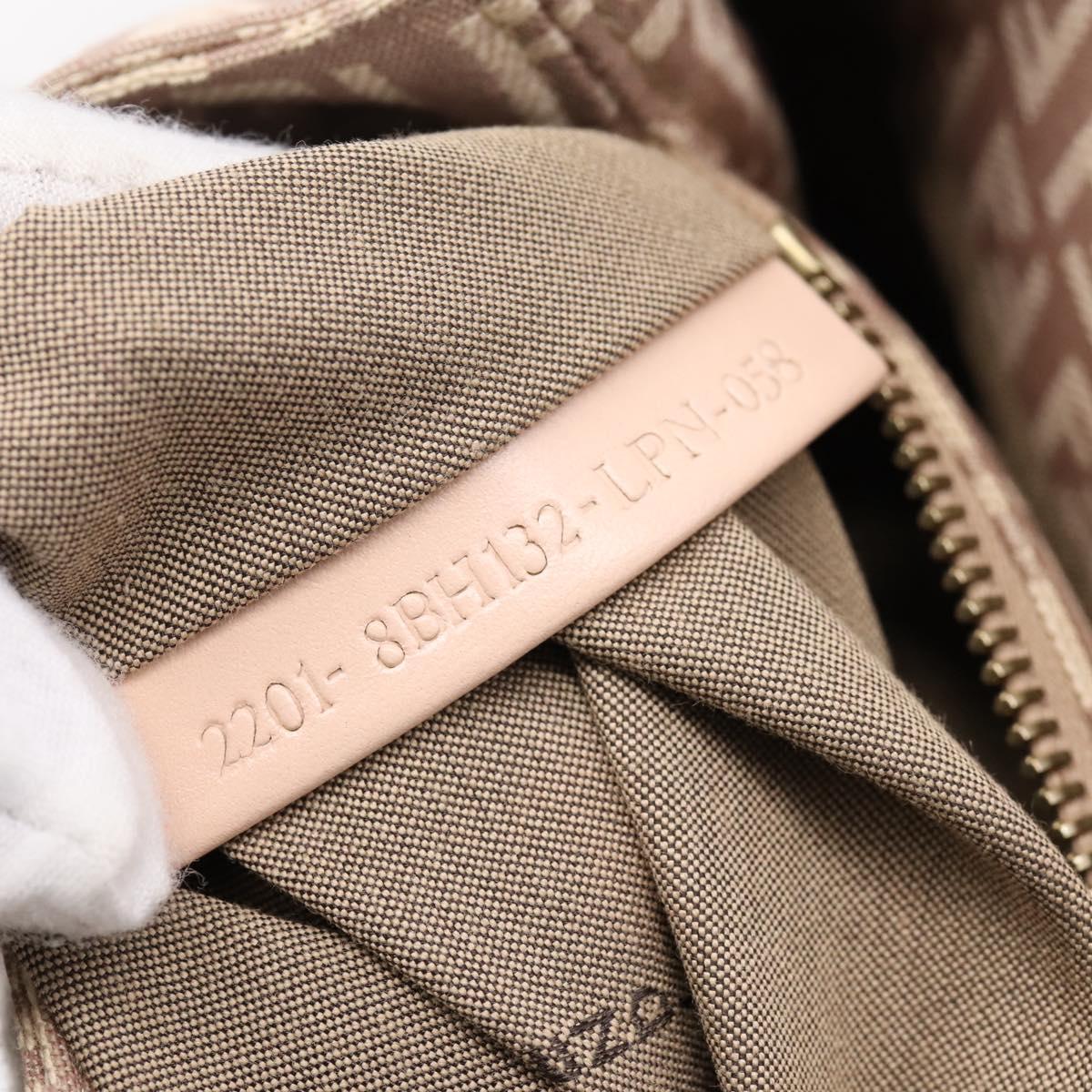 FENDI Zucchino Canvas Hand Bag Beige Gold Tone 8BH132 Auth bs37159A
