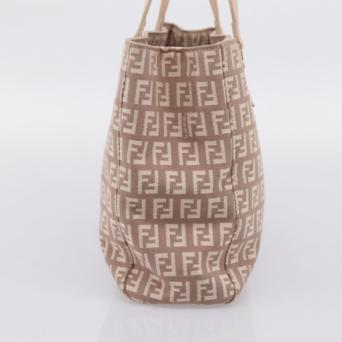 FENDI Zucchino Canvas Hand Bag Beige Gold Tone 8BH132 Auth bs37159A