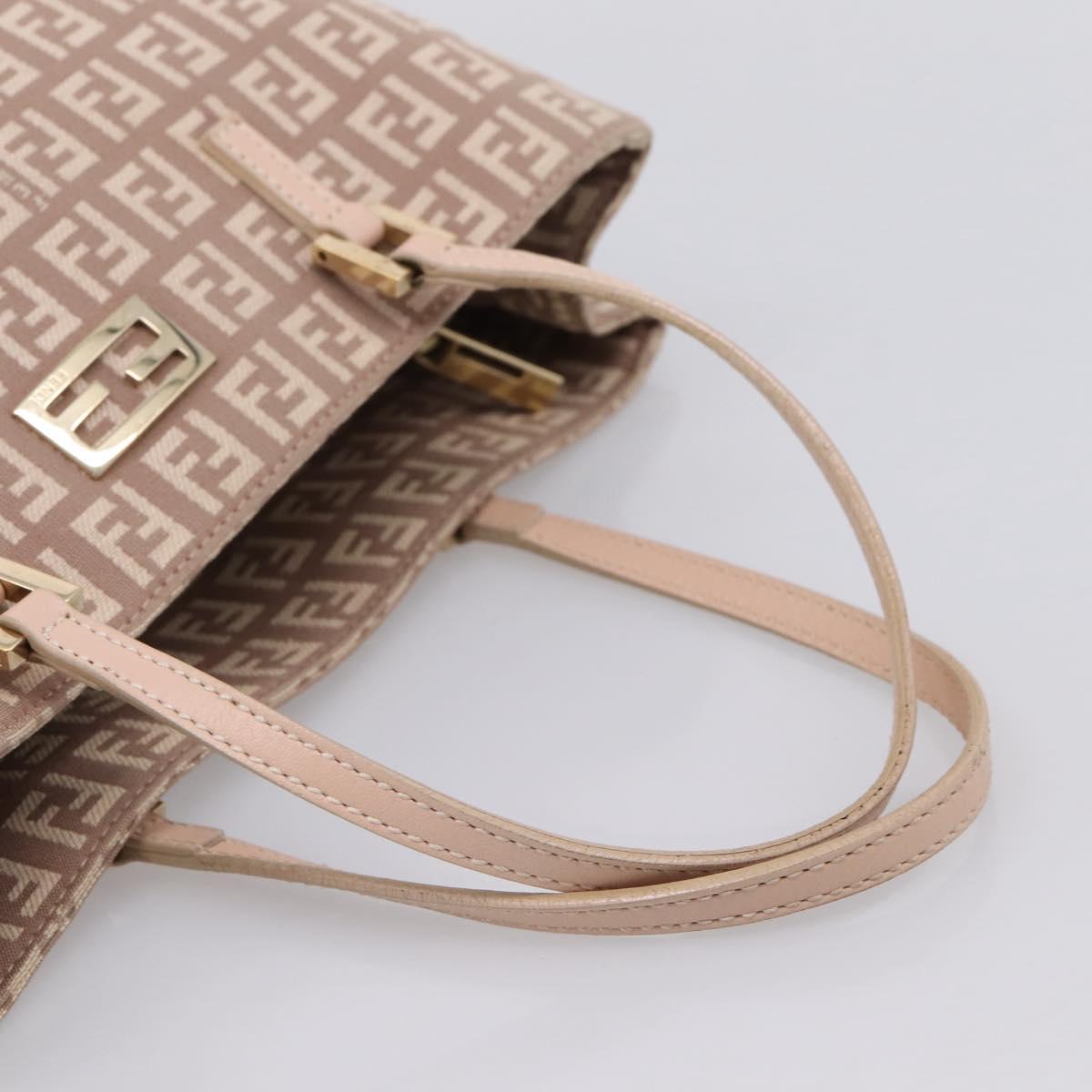 FENDI Zucchino Canvas Hand Bag Beige Gold Tone 8BH132 Auth bs37159A