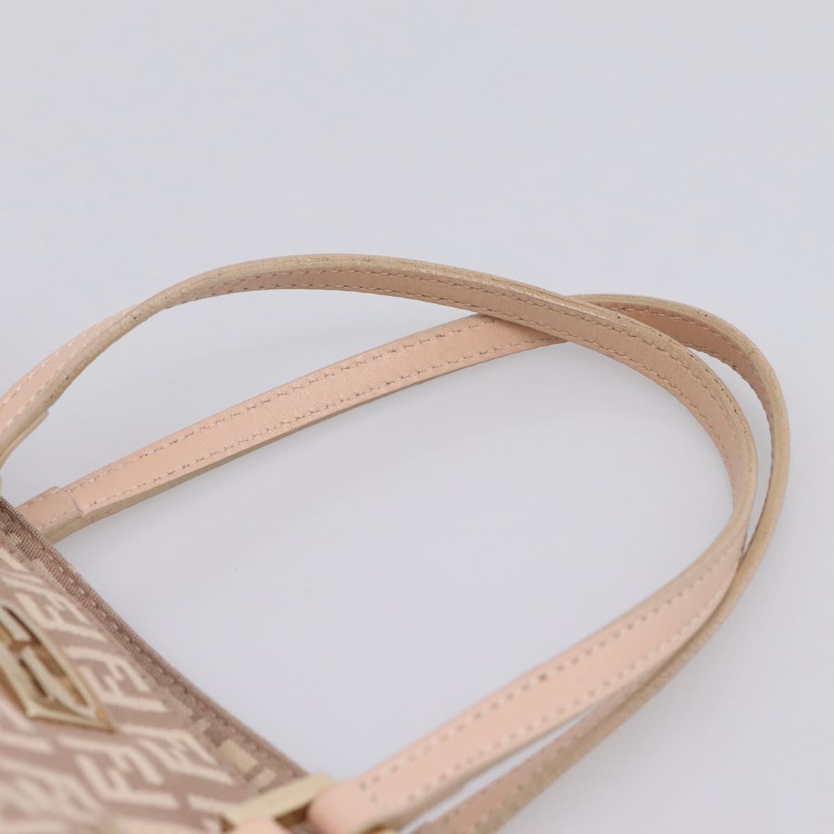 FENDI Zucchino Canvas Hand Bag Beige Gold Tone 8BH132 Auth bs37159A