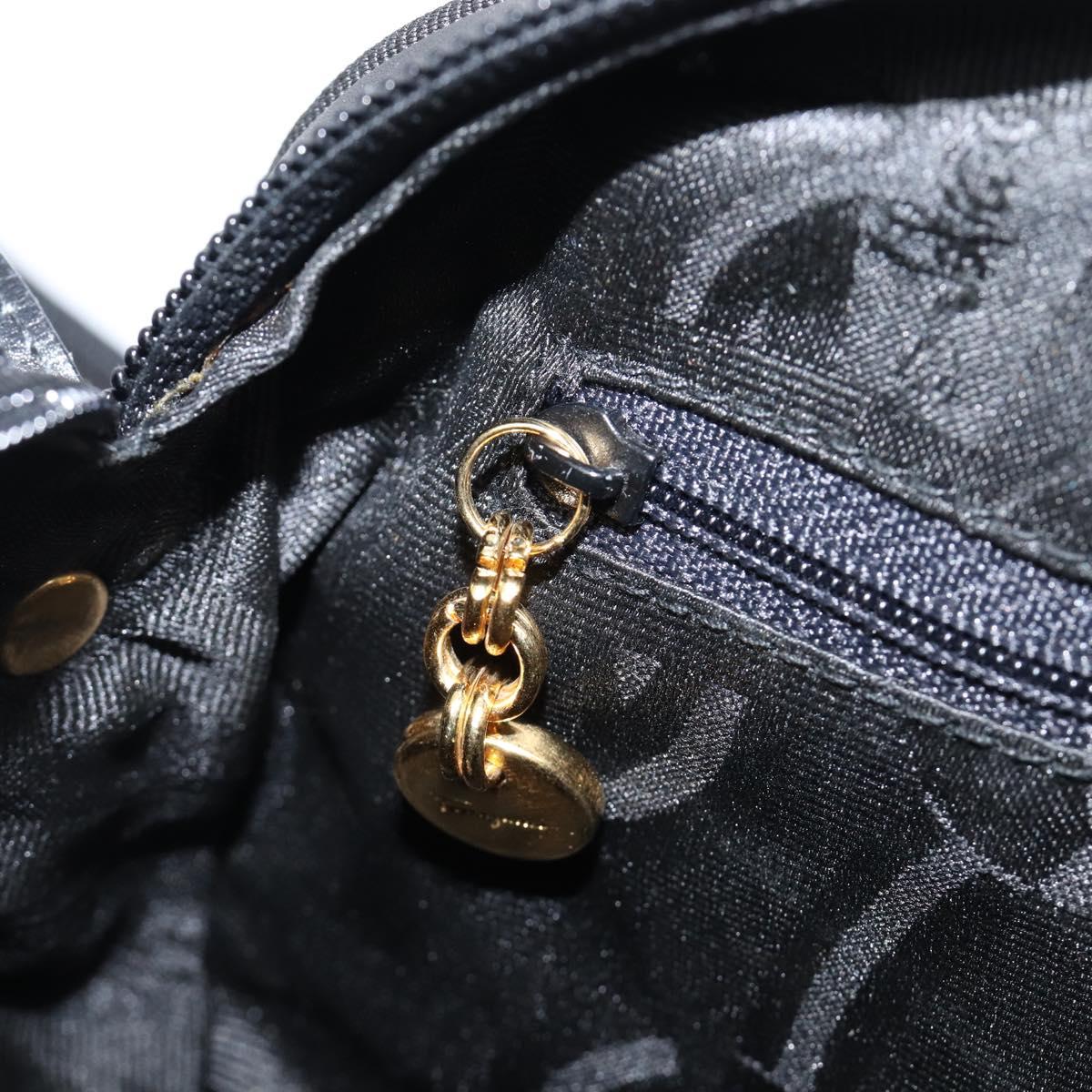 Salvatore Ferragamo Vala Shoulder Bag Leather Black Gold Tone Auth bs37160
