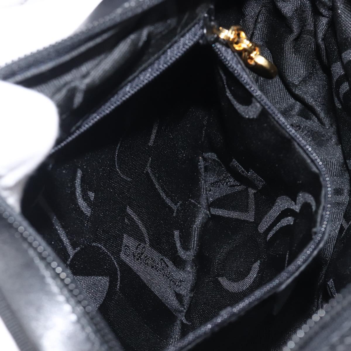 Salvatore Ferragamo Vala Shoulder Bag Leather Black Gold Tone Auth bs37160