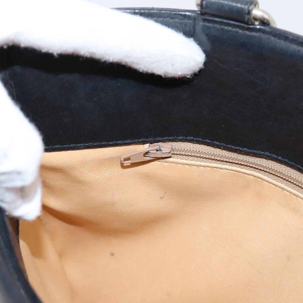 CELINE Tote Bag Leather Black Gold Tone Auth bs37162