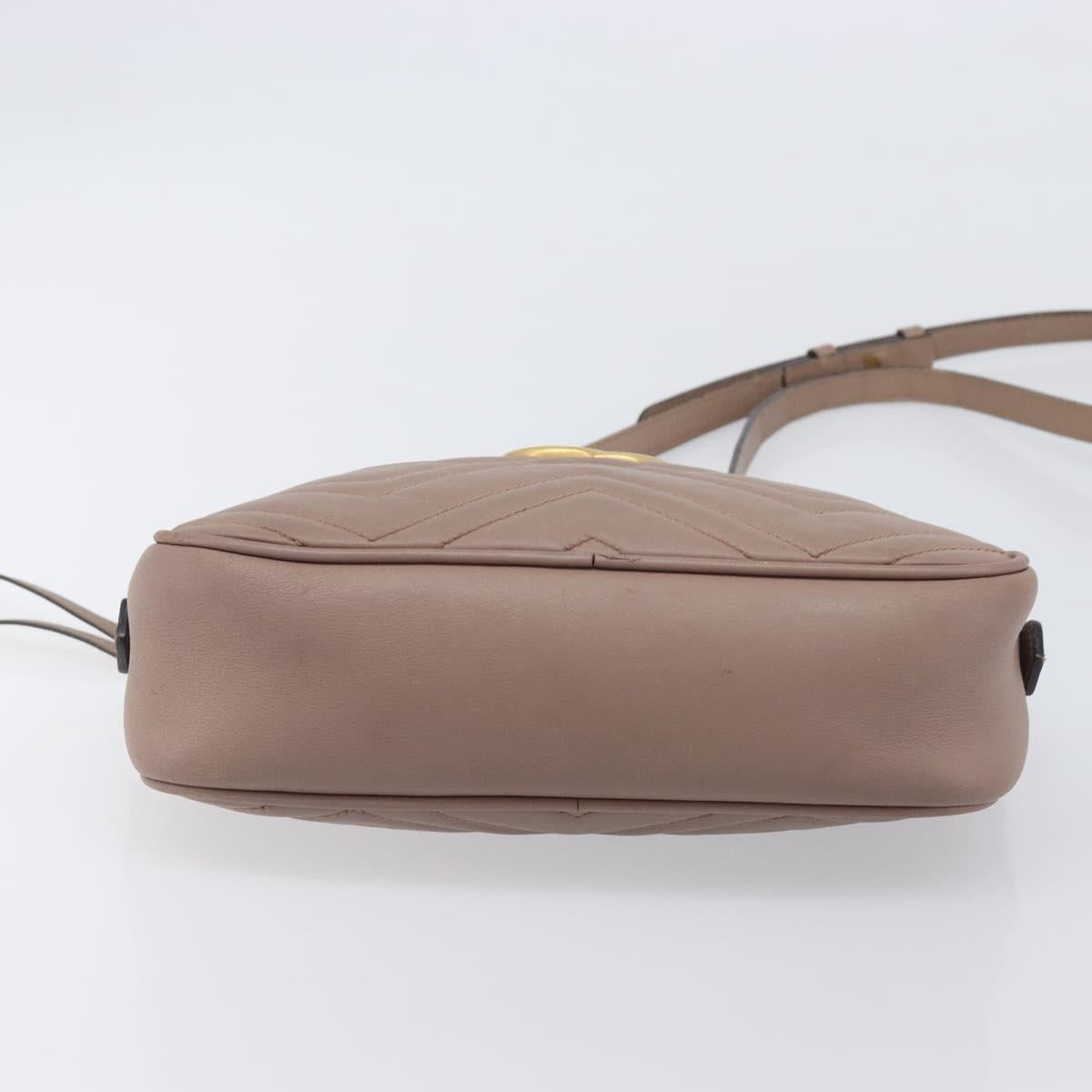 GUCCI GG Marmont Chain Shoulder Bag Leather Beige Gold Tone 447632 Auth bs37164