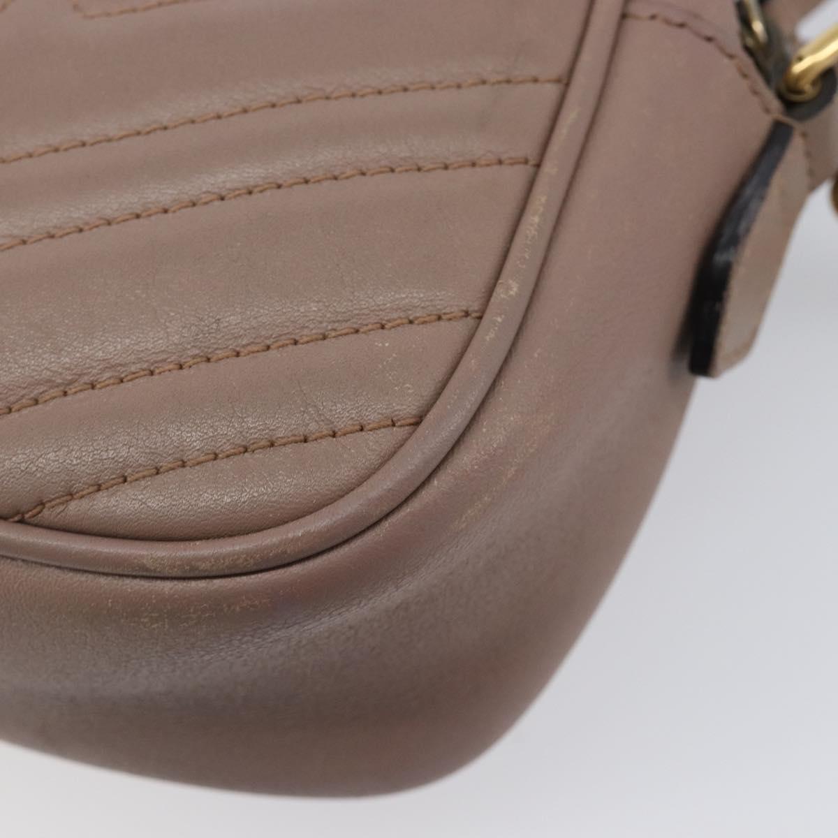 GUCCI GG Marmont Chain Shoulder Bag Leather Beige Gold Tone 447632 Auth bs37164