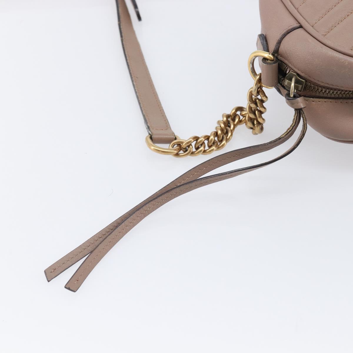 GUCCI GG Marmont Chain Shoulder Bag Leather Beige Gold Tone 447632 Auth bs37164