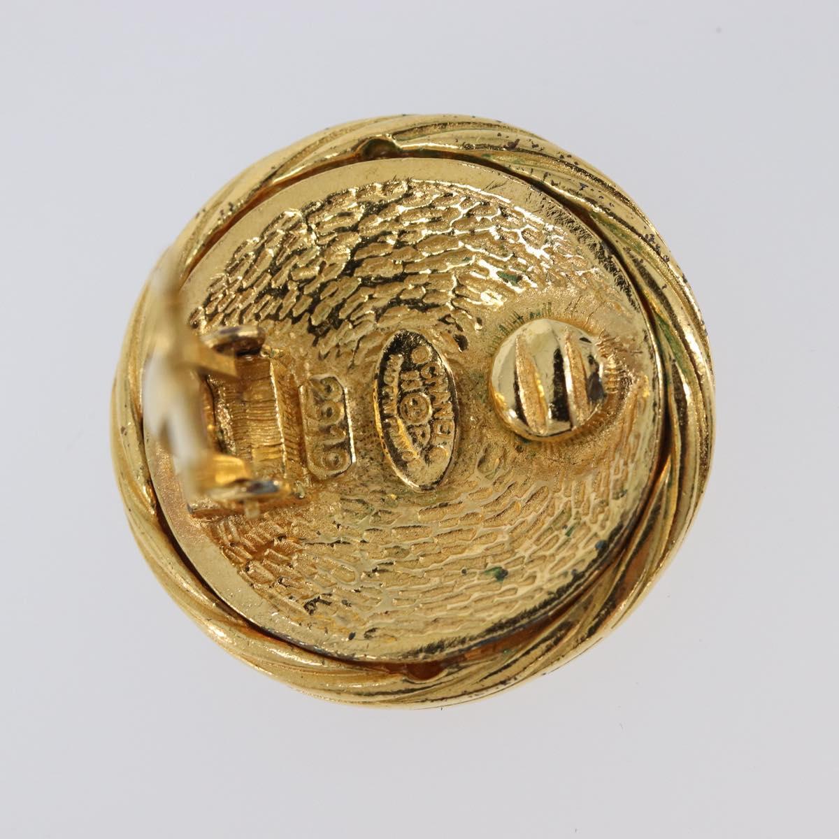 CHANEL Earring Metal Gold Tone CC Auth bs37165V