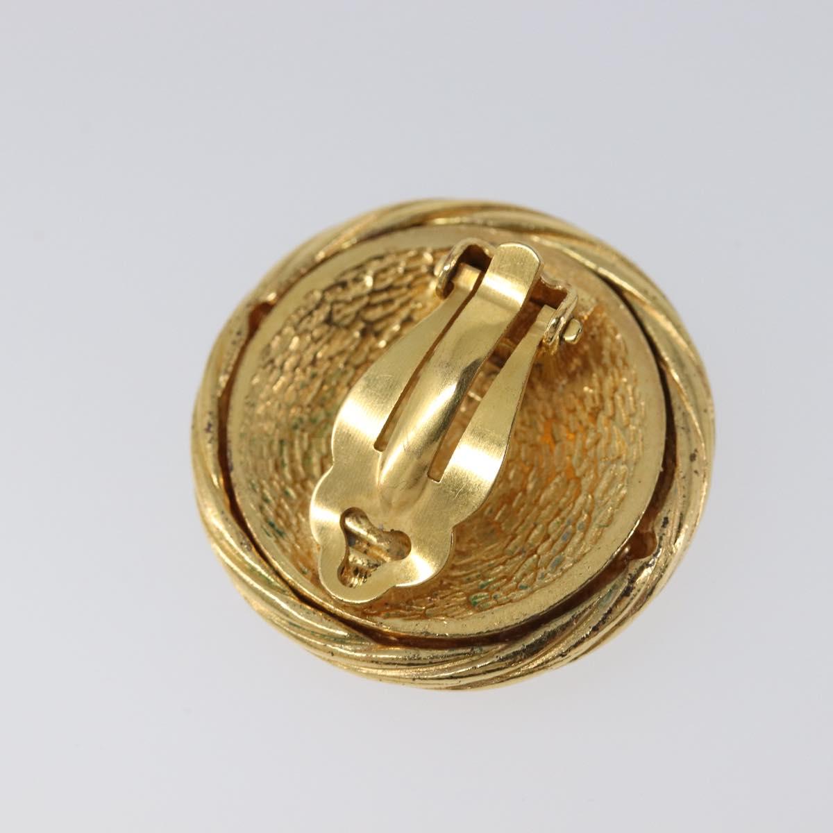 CHANEL Earring Metal Gold Tone CC Auth bs37165V