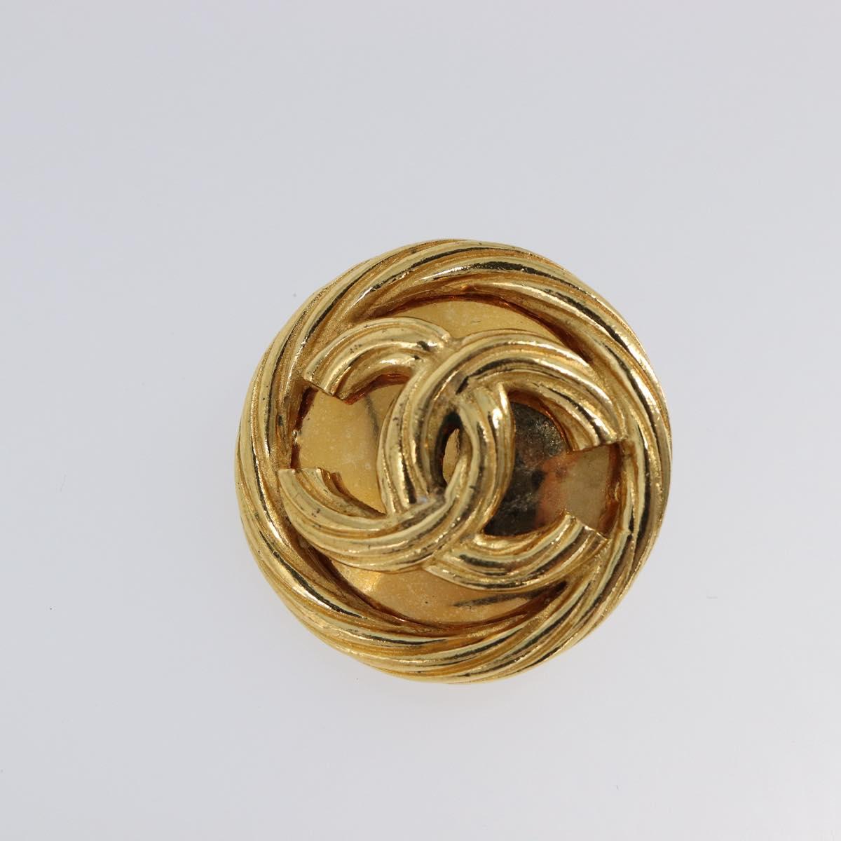 CHANEL Earring Metal Gold Tone CC Auth bs37165V