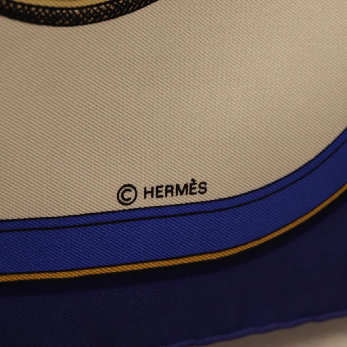 HERMES Carre 90 Scarf hGRAND APPARATh Silk Blue Auth bs37166