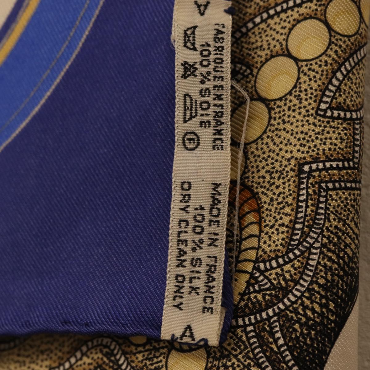 HERMES Carre 90 Scarf hGRAND APPARATh Silk Blue Auth bs37166