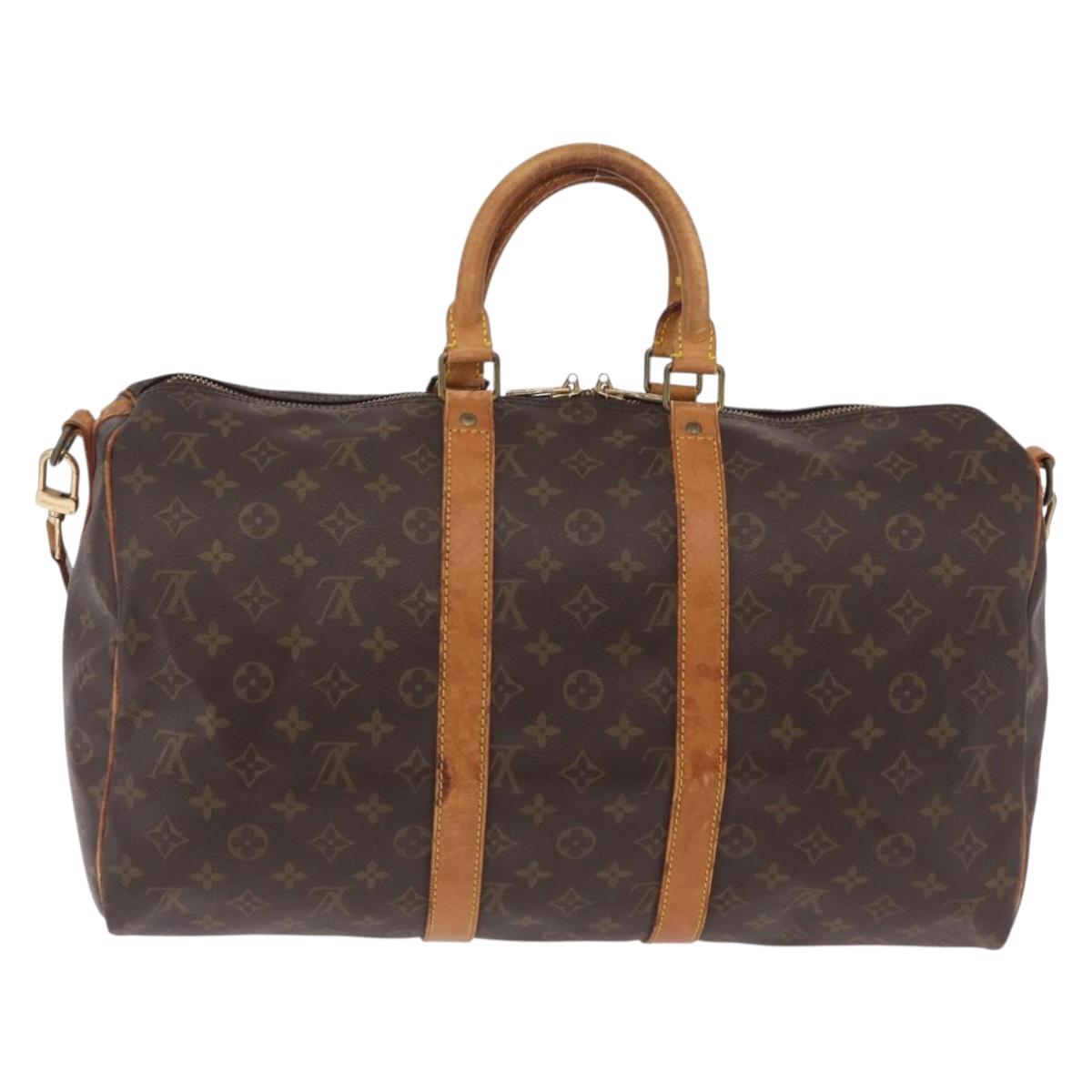 LOUIS VUITTON Monogram Keepall Bandouliere 45 Boston Bag M41418 LV Auth bs37171