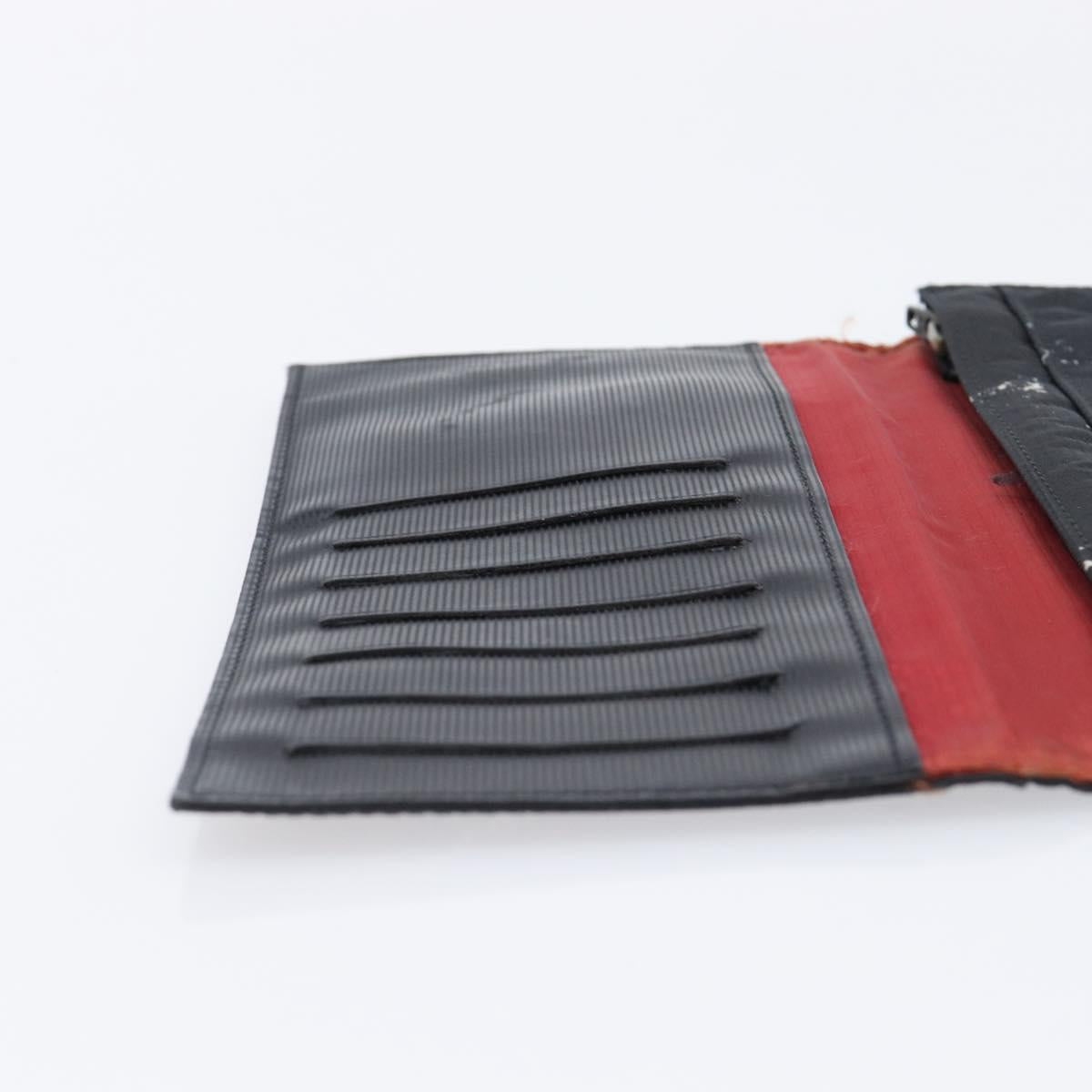 CHANEL Travel Line Long Wallet Canvas Black CC Auth bs37172
