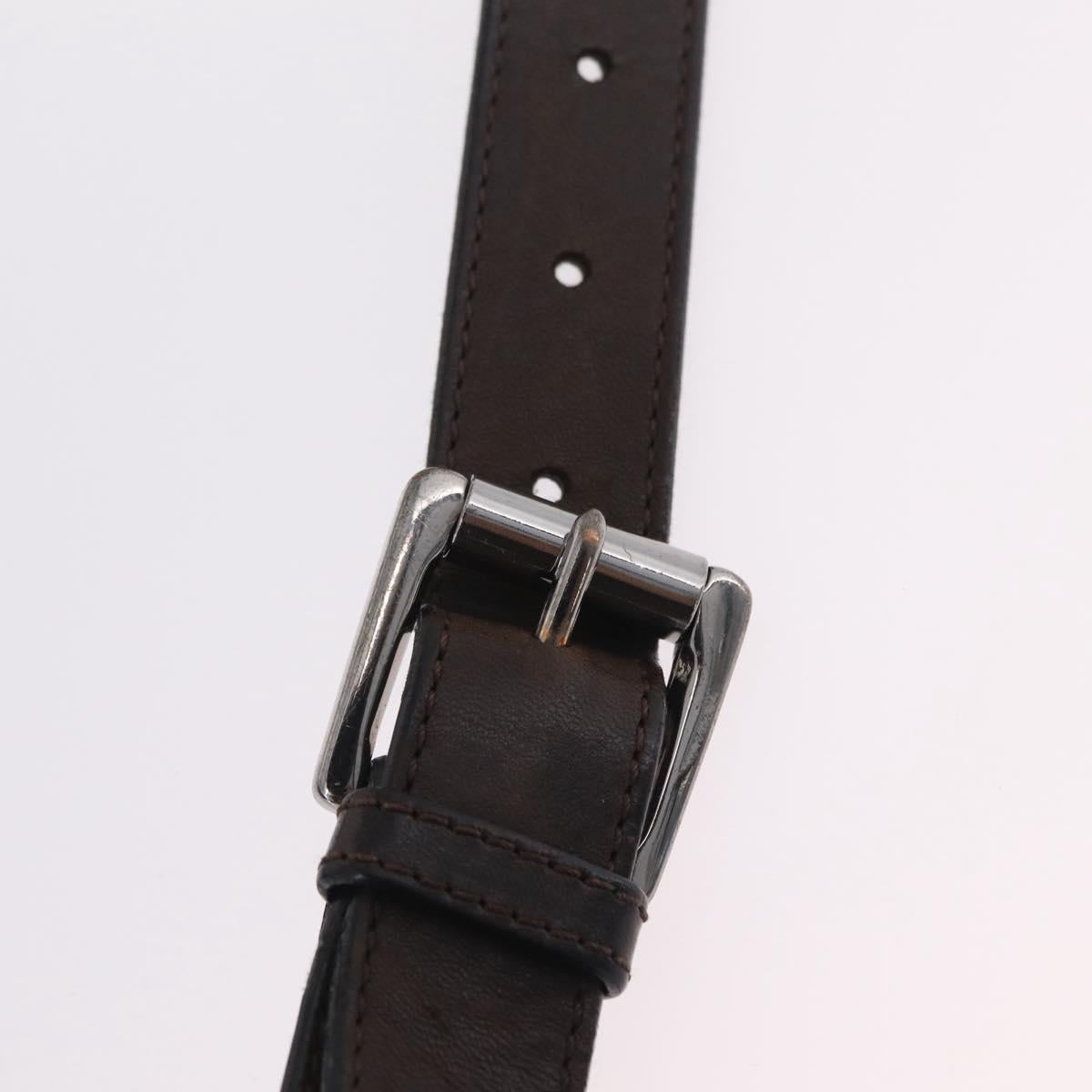 Jimmy Choo Waist Bag Leather Brown Silver Auth bs37173