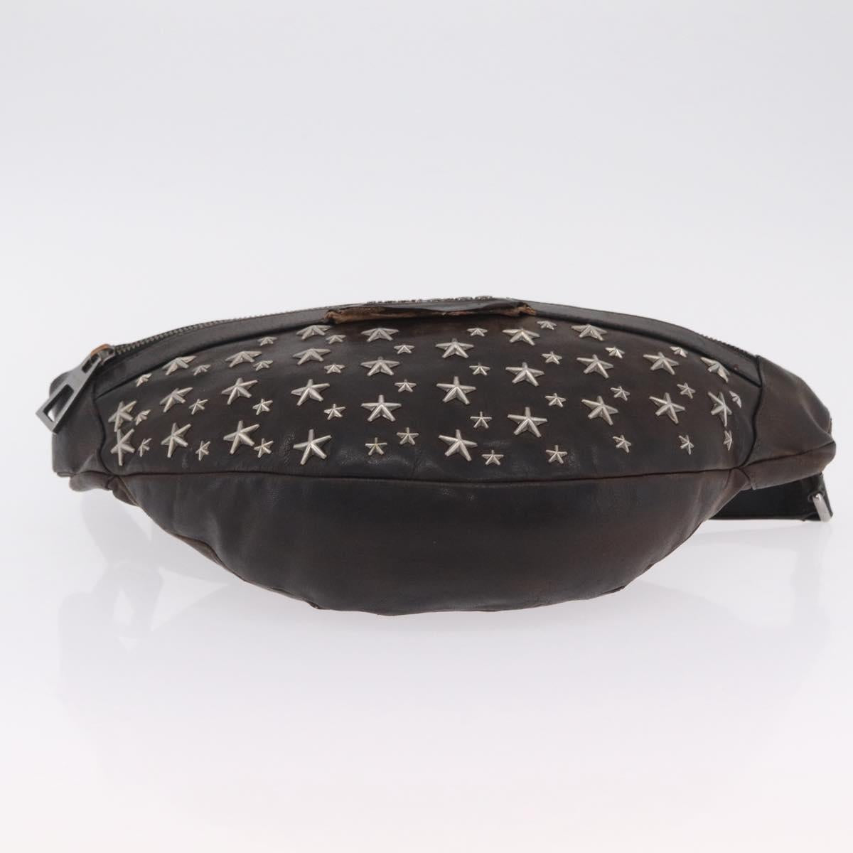 Jimmy Choo Waist Bag Leather Brown Silver Auth bs37173