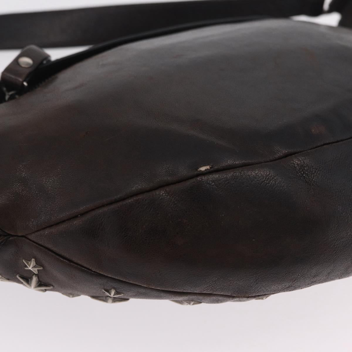 Jimmy Choo Waist Bag Leather Brown Silver Auth bs37173