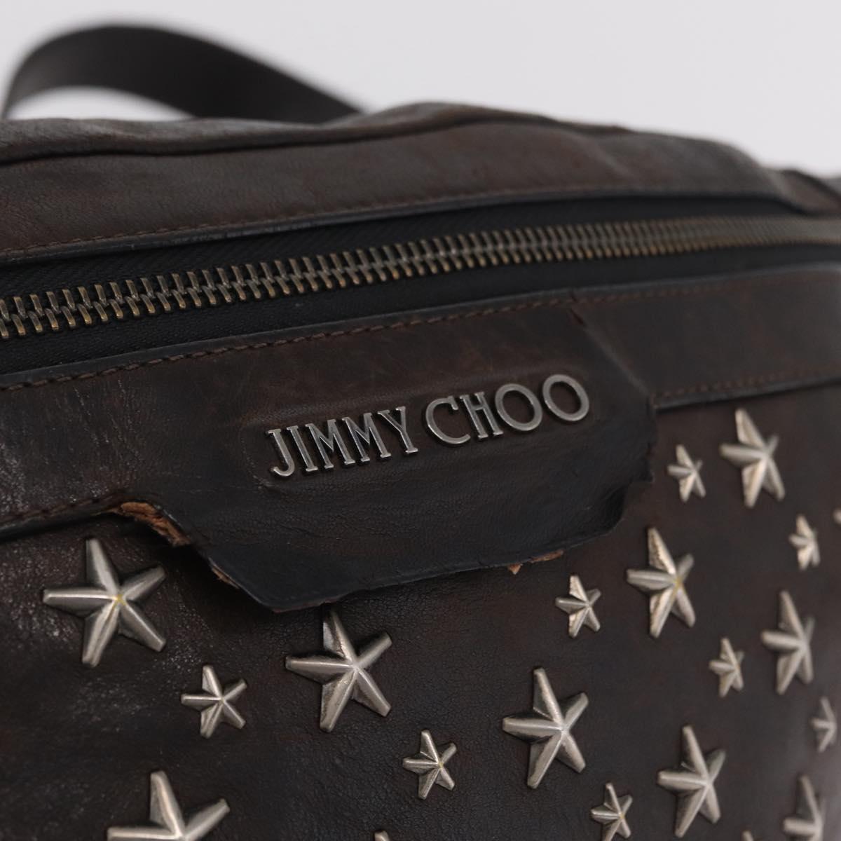 Jimmy Choo Waist Bag Leather Brown Silver Auth bs37173