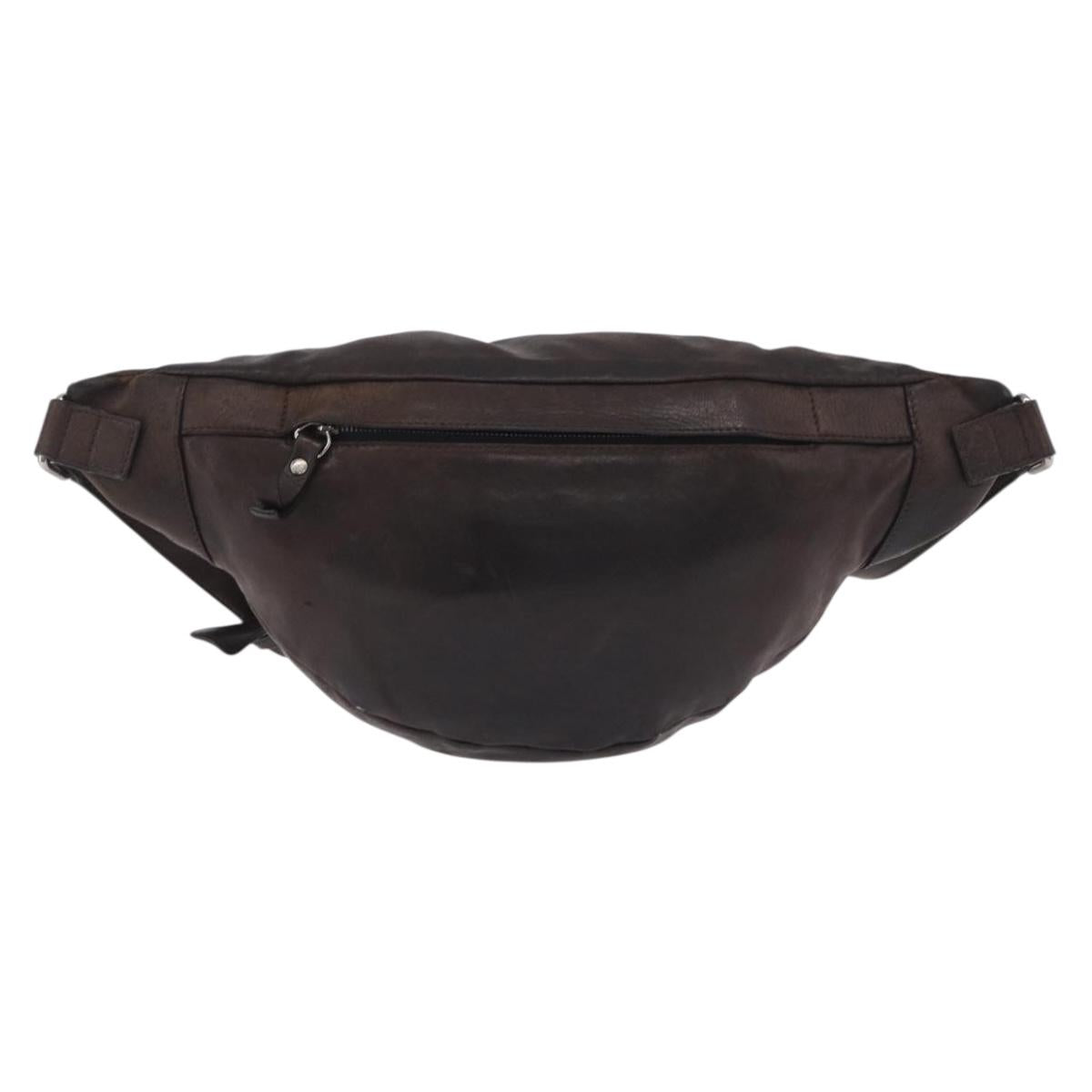 Jimmy Choo Waist Bag Leather Brown Silver Auth bs37173