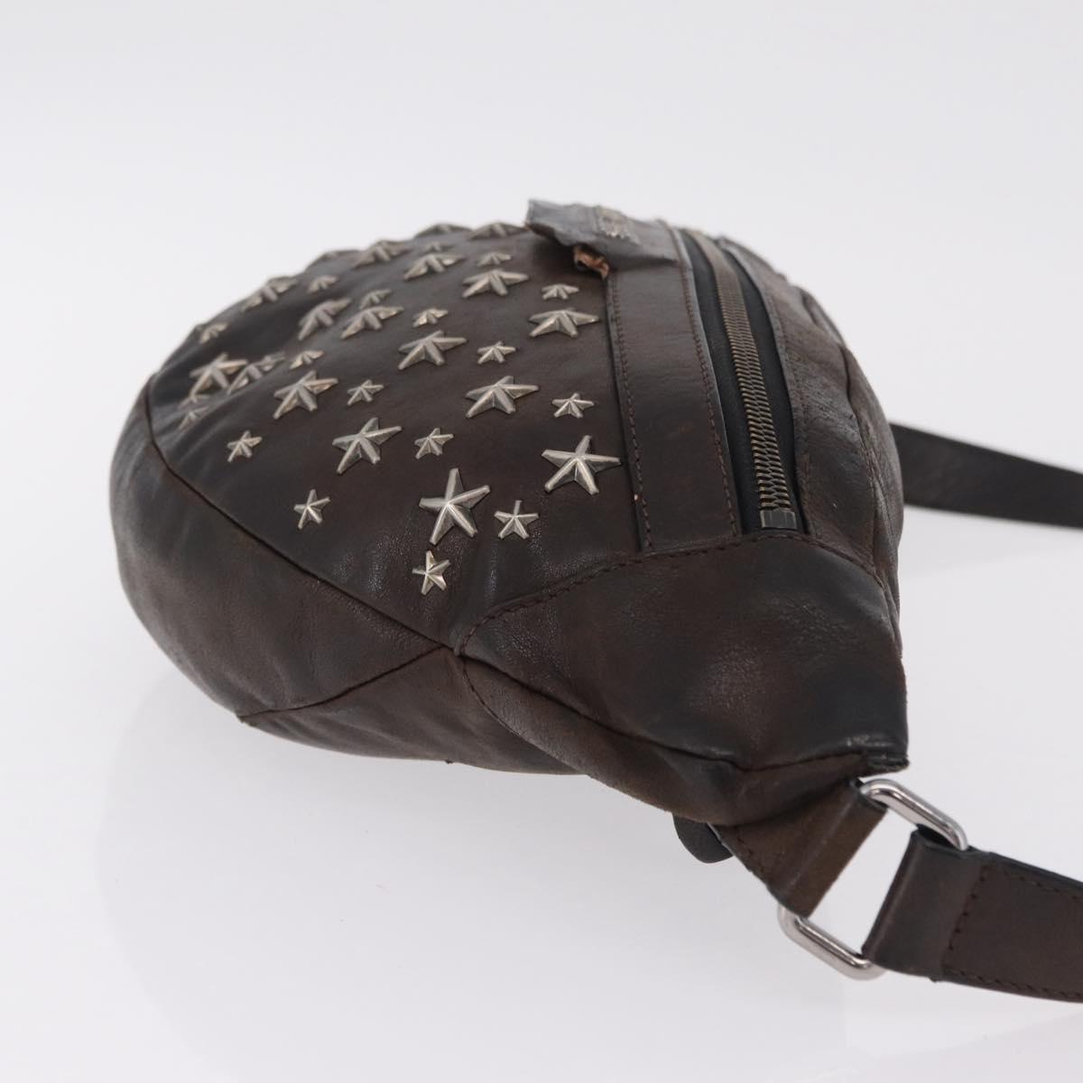 Jimmy Choo Waist Bag Leather Brown Silver Auth bs37173