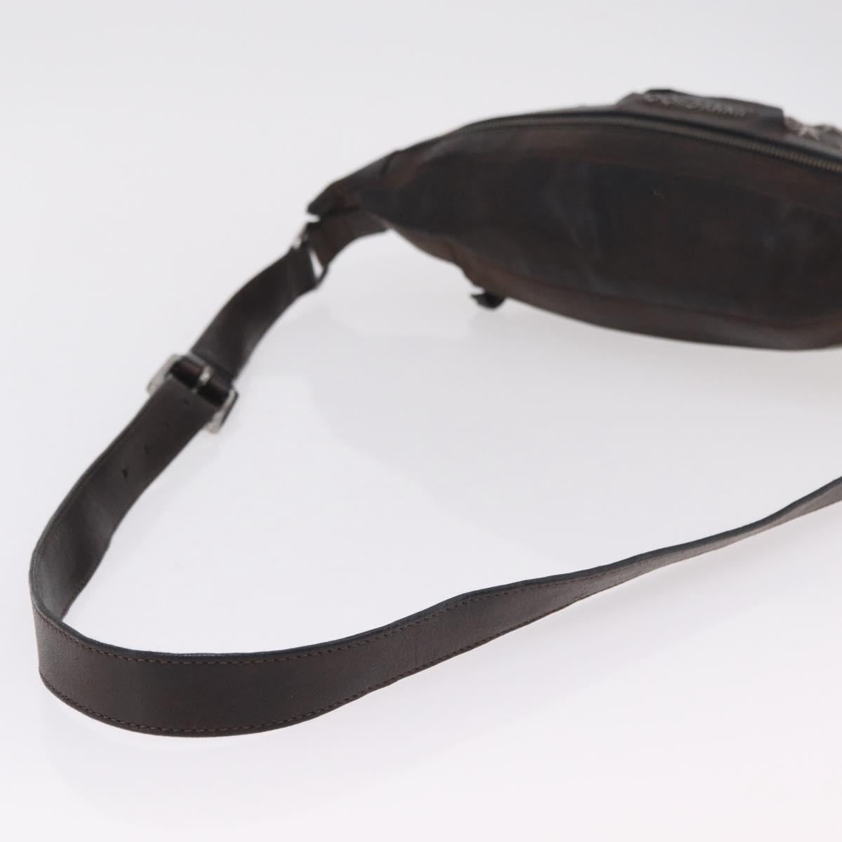 Jimmy Choo Waist Bag Leather Brown Silver Auth bs37173