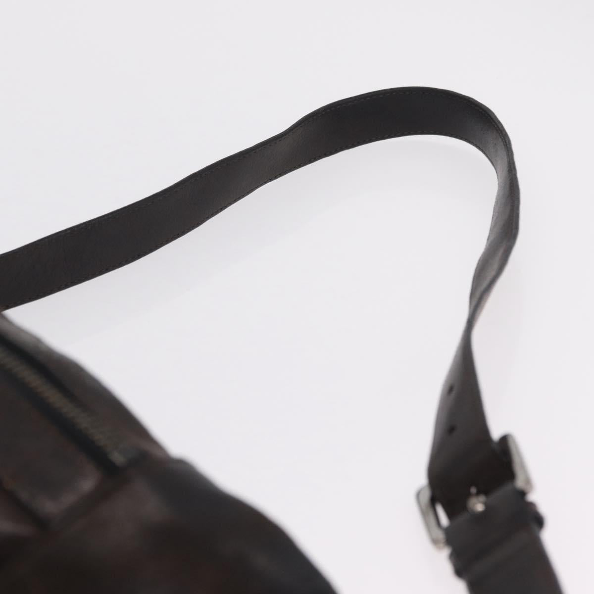 Jimmy Choo Waist Bag Leather Brown Silver Auth bs37173
