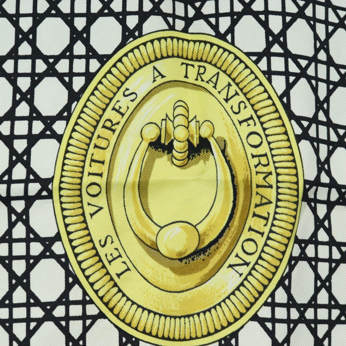 HERMES Carre 90 Scarf Silk Black White Auth bs37175