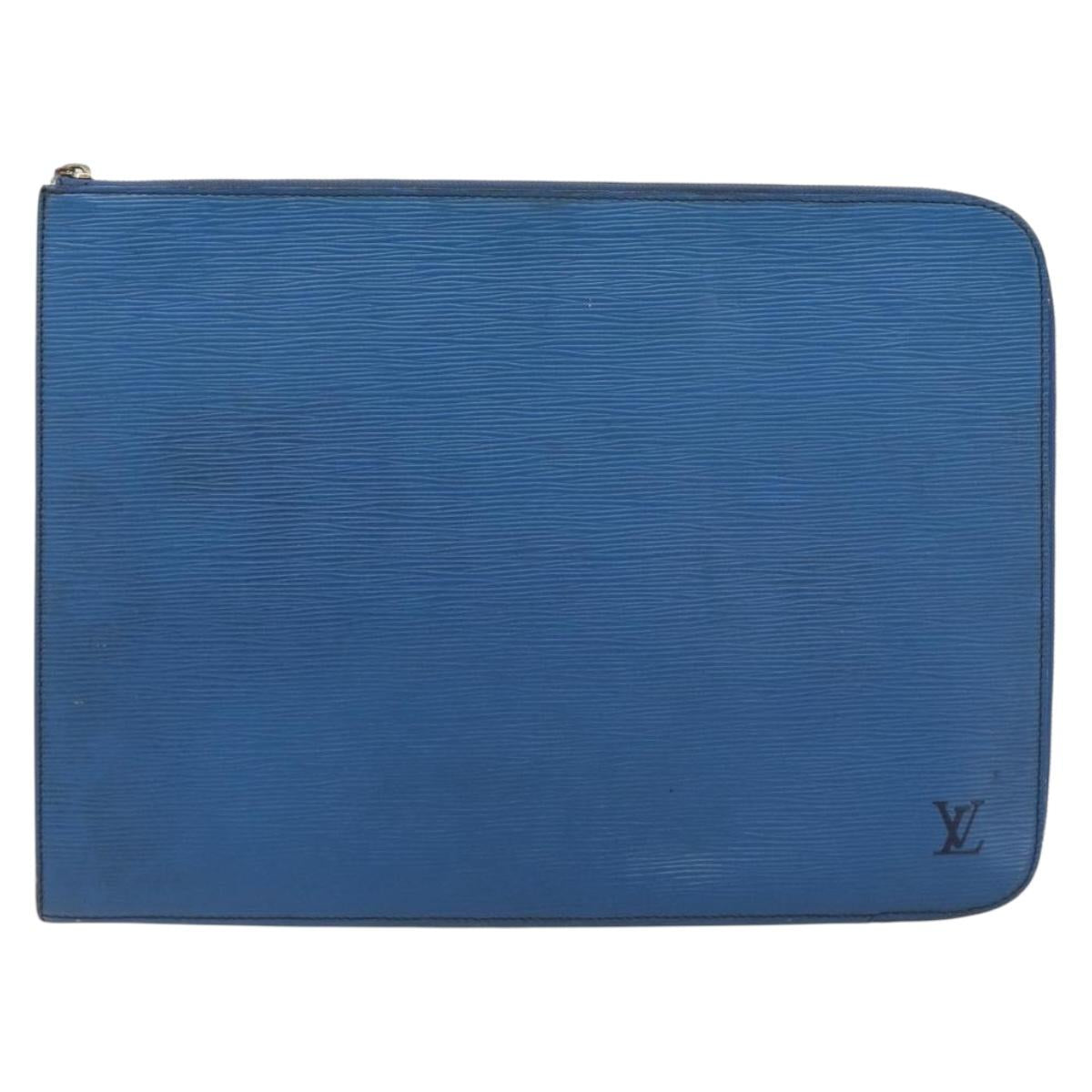 LOUIS VUITTON Epi Clutch Bag 2 Set Blue Brown LV Auth bs37177