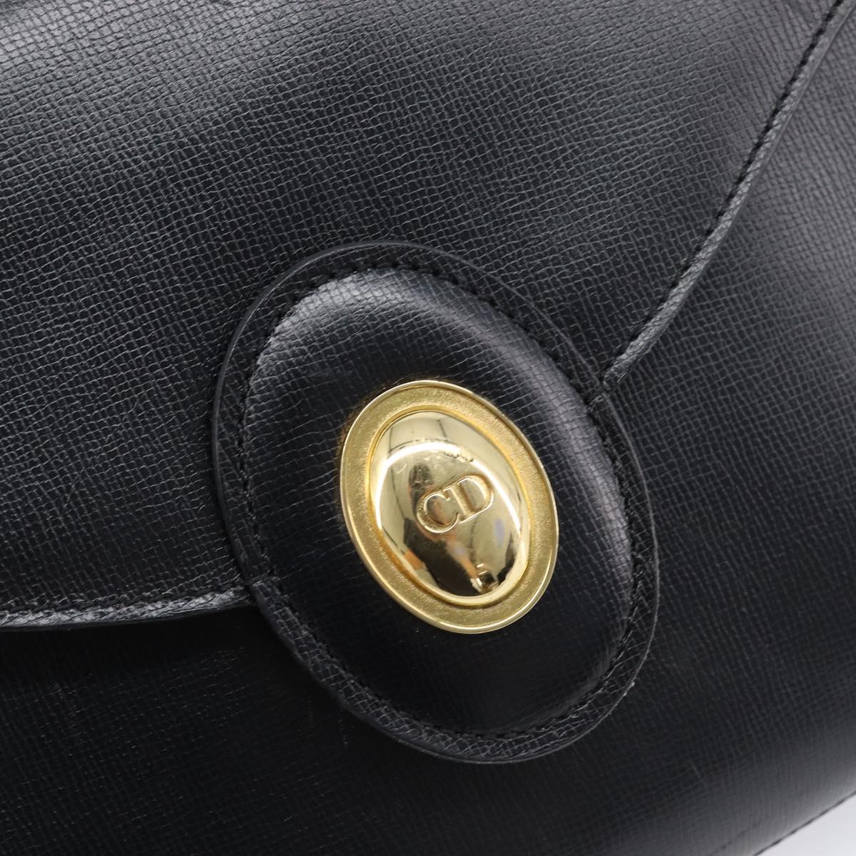 Christian Dior Shoulder Bag Leather Black Gold Auth bs37186
