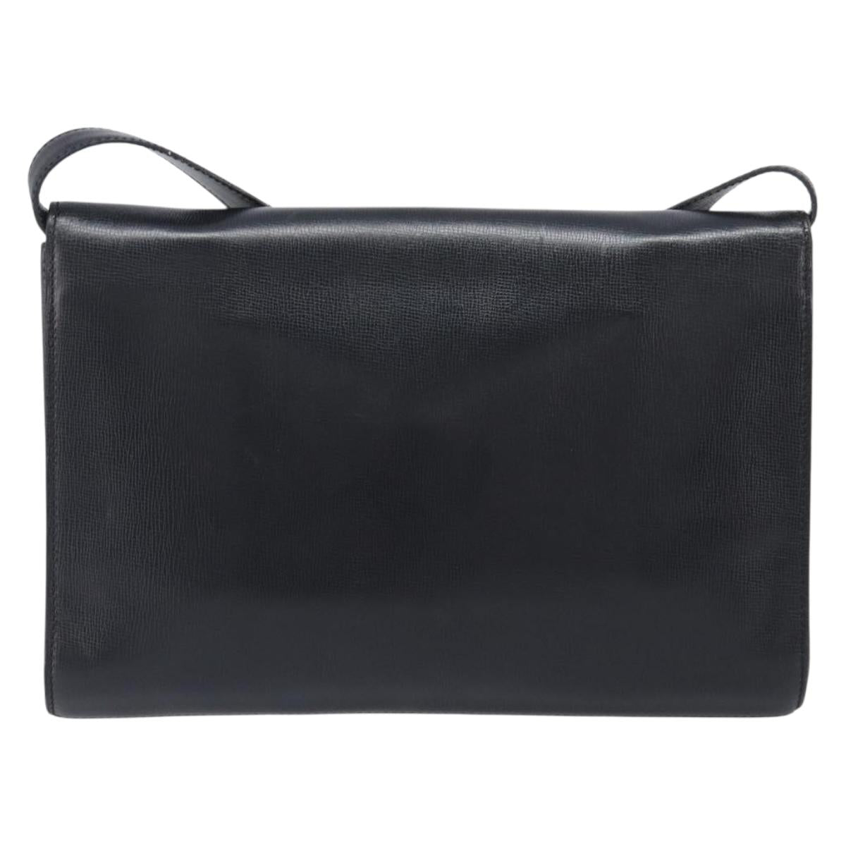 Christian Dior Shoulder Bag Leather Black Gold Auth bs37186